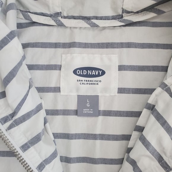 Old Navy Men's Unisex Full-Zip Lightweight Windbreaker Jacket White/Gray Sz L/G - Picture 9 of 14